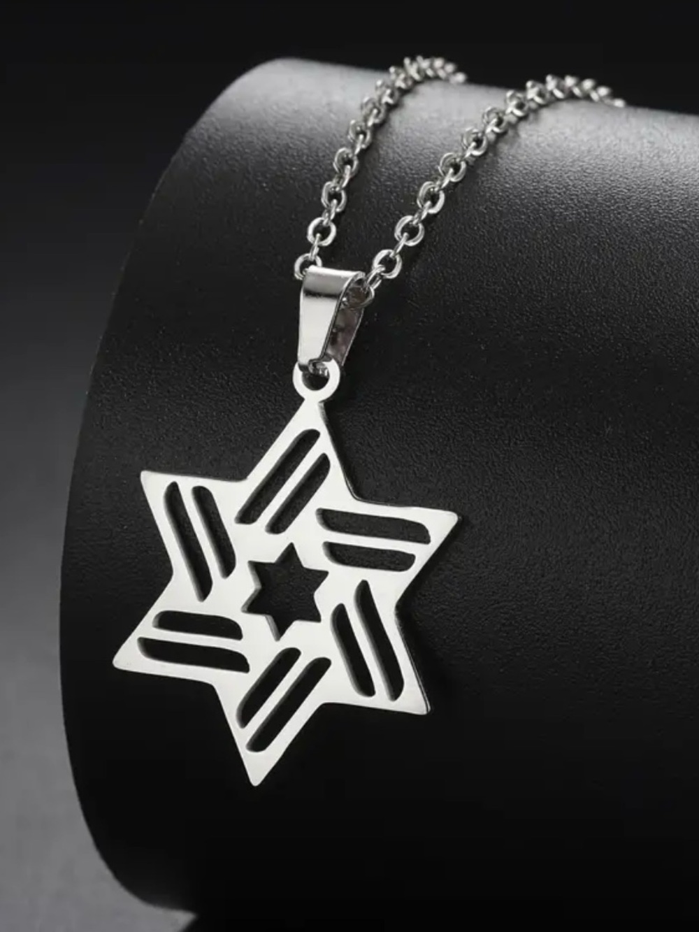 Gold Plated Silver Star of David Pendant Necklace - Stainless Steel